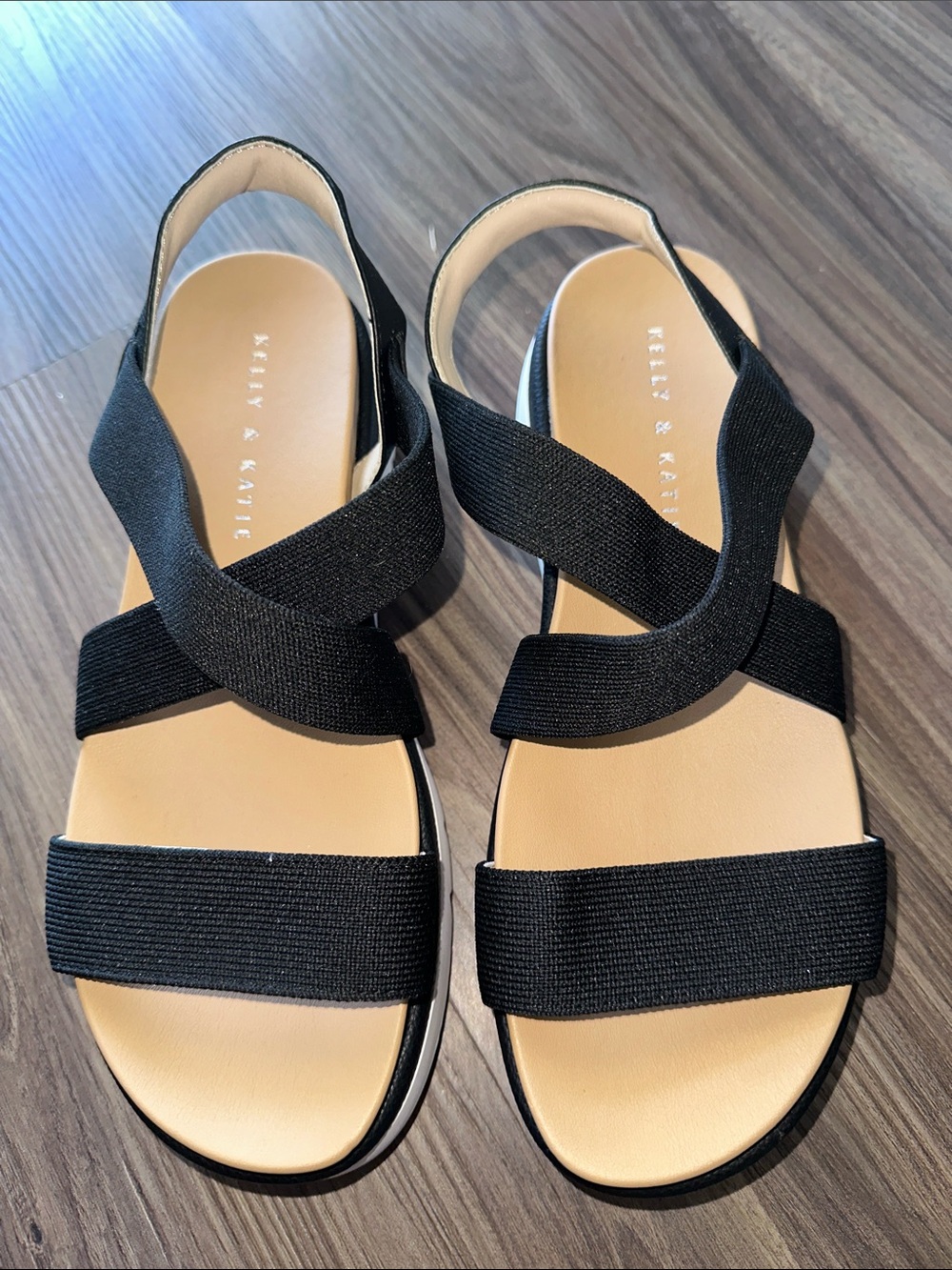 Kelly & Katie Black Elastic Crisscross Slingback Sandals